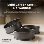 Wrenbury Crumpet Rings Nonstick 3.5 inch - English Muffin Rings - Set of 6 Food Ring Molds for Cooking – Metal Baking Egg Ring Set - Made in England