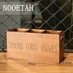 Silverware Holder, Acacia Wooden Small Utensil Caddy for Party , Silverware Organizer for Table Countertop, Wood Fork Spoon Knife Holder (Brown)