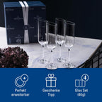 Villeroy & Boch New Moon Set, 4 Pieces, Elegant, Modern Sloping Champagne, Crystal Glass, Transparent, Dishwasher Safe