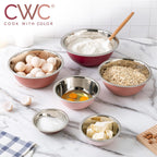 COOK WITH COLOR Stainless Steel Mixing Bowls Set - Nesting Bowls, 6 Pieces, Rose