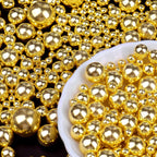 Gold Sprinkles for Cake Decorating, 6 Sizes Mix 4.6 oz Edible Pearls Sugar Sprinkles for Cupcake Cookies Ice Cream Topping Baking Decorations