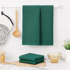Kitinjoy 100% Cotton Waffle Weave Kitchen Towels, 4-Pack Super Soft and Absorbent Dish Towels for Drying Dishes, Kitchen Hand Towels, 13 in x 28 in, Dark Green