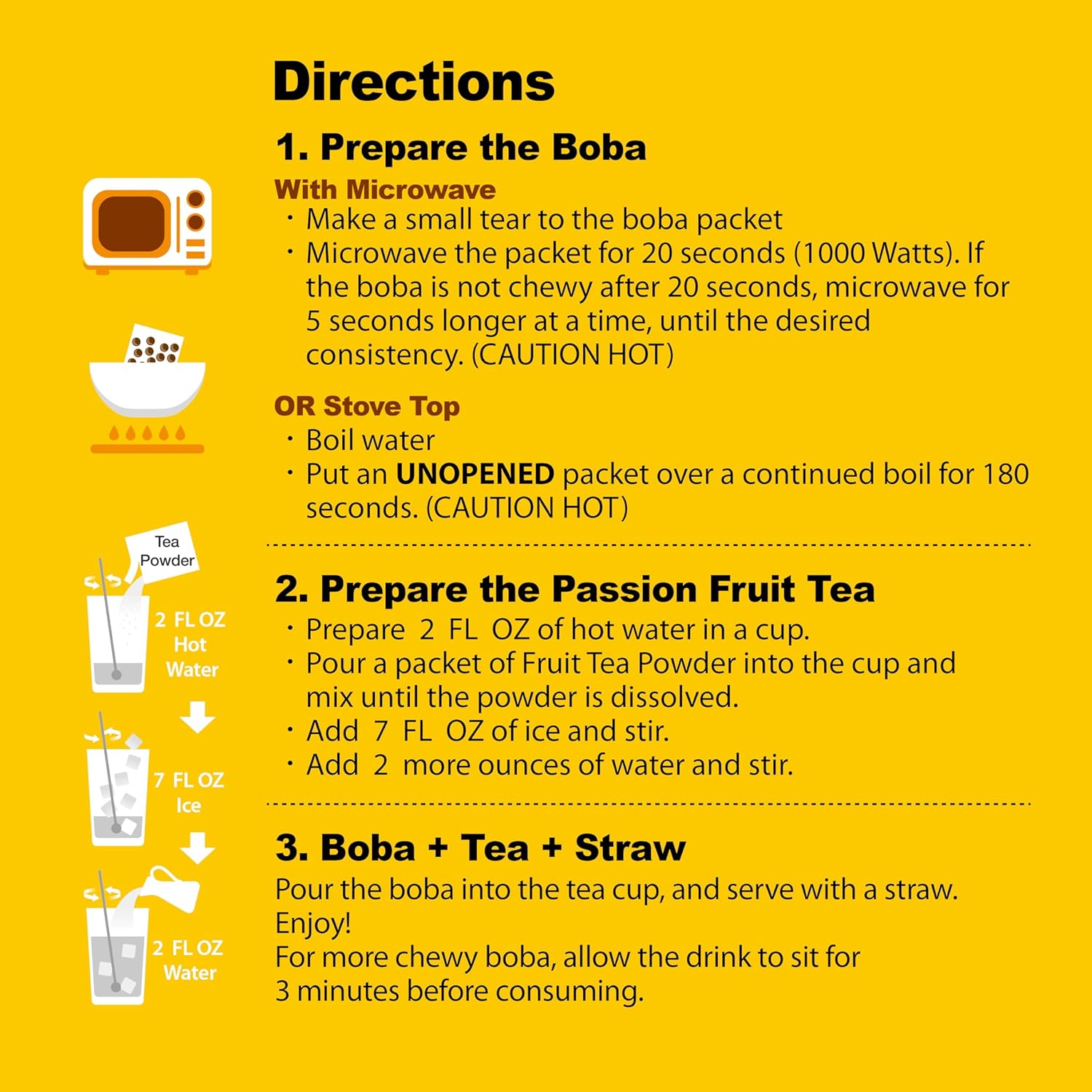 J WAY Instant Passionfruit Pineapple Green Tea Kit with Authentic Fruity Colorful Tapioca Boba, Ready in Under One Minute, Paper Straws Included - 6 Servings