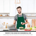 GREEN LIFESTYLE 12 Pack Professional Chef Apron – Grilling Aprons for Men, Waterproof Cooking Aprons for BBQ, Work or Restaurant Use, Kitchen Aprons for Women – Green, No Pockets