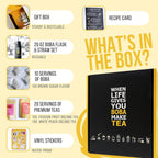 YUMBUCHA Boba Kit Set - DIY Bubble Tea - 20 Drinks - Reusable Stainless Steel Flask & Straw, Brown Sugar Tapioca Pearls - Exquisite Loose Leaf Teabags - Strawberry Oolong and White Peach Oolong Tea