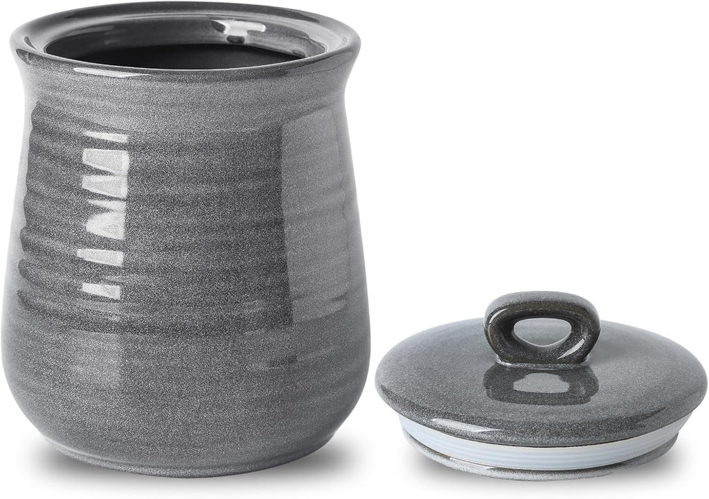 Hasense Coffee Canister with Airtight Lid, Porcelain Food Storge Container for Kitchen, Large Cookies Jar for Countertop, Ideal for Coffee Bean, Flour, Sugar, Cereal, 80 FL OZ(Grey)