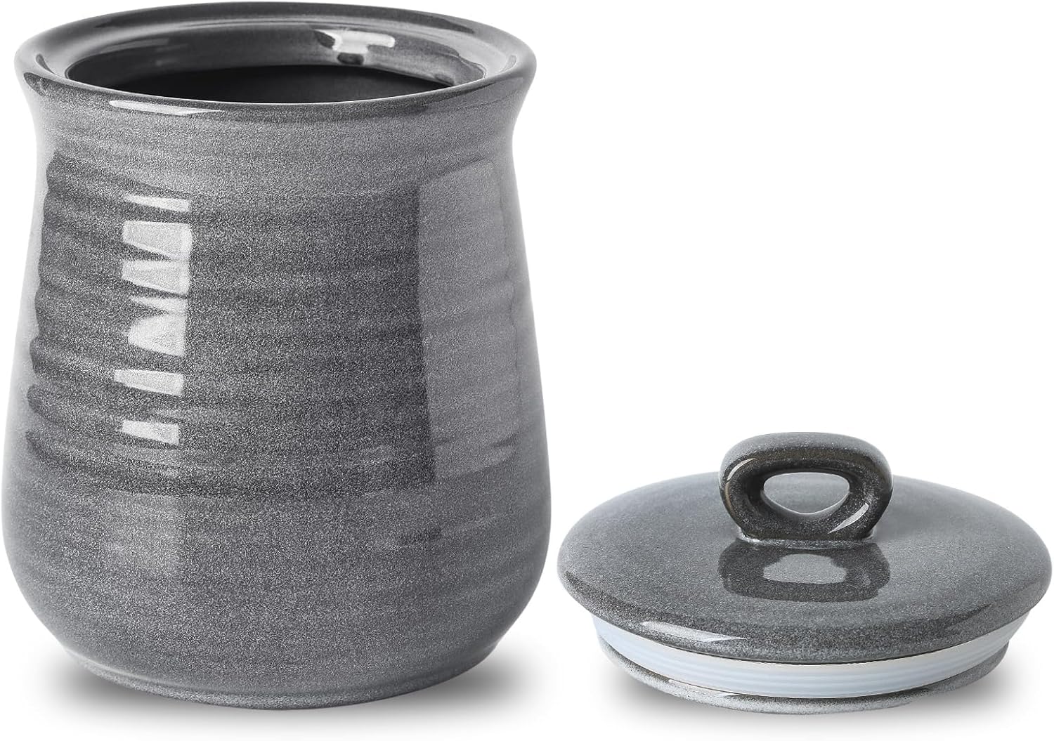 Hasense Coffee Canister with Airtight Lid, Porcelain Food Storge Container for Kitchen, Large Cookies Jar for Countertop, Ideal for Coffee Bean, Flour, Sugar, Cereal, 80 FL OZ(Grey)