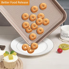 SS&CC Nonstick Baking Sheet Pan Set of 3, 0.8mm Carbon Steel Cookie Sheets for Oven - Half/Quarter/Jelly Roll Pans with Diamond Texture, PFOA-Free & Oven Safe (17.5x12, 15.5x10.2, 13.5x9.5 Inch)