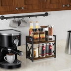 YINMIT Countertop Shelf Organizer,Coffee Bar Accessories,Spice Rack,Coffee Counter Shelf,2 Tier Coffee Organizer Station for Mugs,Cups,Cream,Syrup(Rustic Brown, Small)
