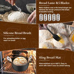 P&P CHEF Sourdough Bread Baking Supplies, 9” Round & 10” Oval Sourdough Proofing Baskets Starter Kit, Bread Making Tool Set with Cloth Liner Bread Lame Scraper Brush Dough Whisk