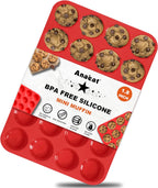 Anaeat Silicone Muffin Pan - Mini 24 Cups Cupcake Tray, Non-Stick Silicone Baking Molds for Making Muffin Cakes, Cupcake, Chocolate, Bread,Tart and Desserts, Just Pop Out