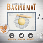 36 * 24 inches Grey, Non-Slip Silicone Baking Sheets - Baking Mat with 0.7mm Thickness - Non-Stick Pastry & Cookie Mat for Kitchen Counter for Rolling Out Dough with Measurements.