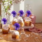 Gyufise 30Pcs Foil Firework Cupcake Toppers Sparkle Tinsel Cake Toppers Tinsel Drink Cake Decoration Cocktail Picks for Birthday Wedding Graduation Party Supplies Dark Purple