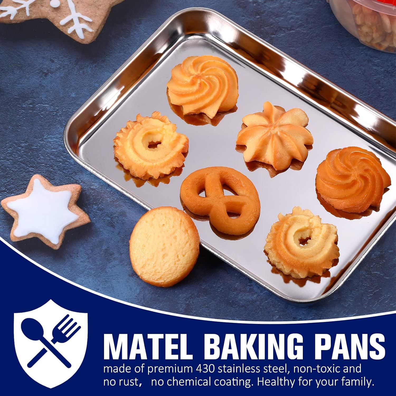 Mimorou 12 Pcs Baking Sheet Stainless Steel Cookie Small Metal Sheet Pans Professional Rectangle Oven Trays Kitchen Baking Cooking Oven and Toaster, Dishwasher Safe