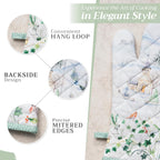 Maison d' Hermine 100% Cotton Oven Mitt & Pot Holder Set (7.5"x13" & 8"x8") Heat Resistant BBQ Cooking Gloves with Loop, Baking, Grilling, Kitchen, Handling Hot Pans (Snowy World)