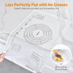 U-Taste 28"x20" Large Pastry Mat: Food-Grade Liquid Silicone Dough Rolling Baking Sheet, Non-Stick Non-Slip for Kneading, Making Pizza, Fondant with Clear Measurement and Raised Edges (Transparent)