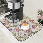 Colorful Flowers Dish Drying Mat for Kitchen Counter Bar Mat Hide Stain Absorbent Rubber Backed Coffee Maker Espresso Machine Bar Accessories 11.8 x 19.7 Inch