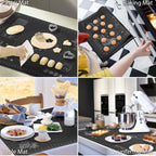 Silicone Baking Mat 28" x 20" Extra Thickness Dough Rolling Mat with Measurements and Edge Heightening, Non-stick Food Grade Silicone Pastry Mat for Pastry, Bread, Cookies, Pizza, Fondant, Pasta-Black