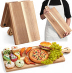 Large Acacia Charcuterie Board Wood Charcuterie Boards with Handles Foldable Travel Wooden Serving Cheese Boards for Party Food Appetizers Housewarming Gift Meat Party(31.5 x 8.7inch)