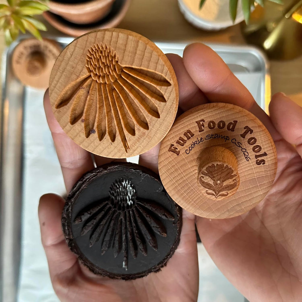 Wood Cookie Stamp, 2.5 Inch (Cone Flower CS-076)
