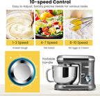 VIVOHOME Stand Mixer, 660W 10 Speed 6 Quart Tilt-Head Kitchen Electric Food Mixer with Beater, Dough Hook, Wire Whip and Egg Separator, Gray