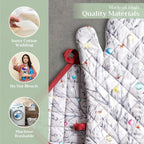 Maison d' Hermine 100% Cotton Oven Mitt & Pot Holder Set (7.5"x13" & 8"x8") Heat Resistant BBQ Cooking Gloves with Loop, Baking, Grilling, Kitchen, Handling Hot Pans (Fairy Christmas)