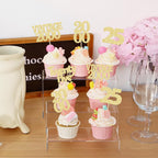 Gyufise 24Pcs Cheers to 25 Cupcake Toppers Glitter Twenty-five Vintage 2000 25th Birthday Cupcake Picks Hello 25 Years Birthday Cake Decorations for Happy 25th Anniversary Party Supplies Gold