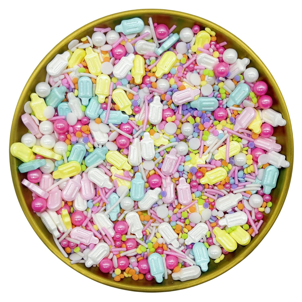 Dynastang Popsicle Sprinkles Mixed Style Edible Cake Decorations Cupcake Toppers Cookie Perfect for Cakes, Cupcakes, Desserts Toppings 3OZ