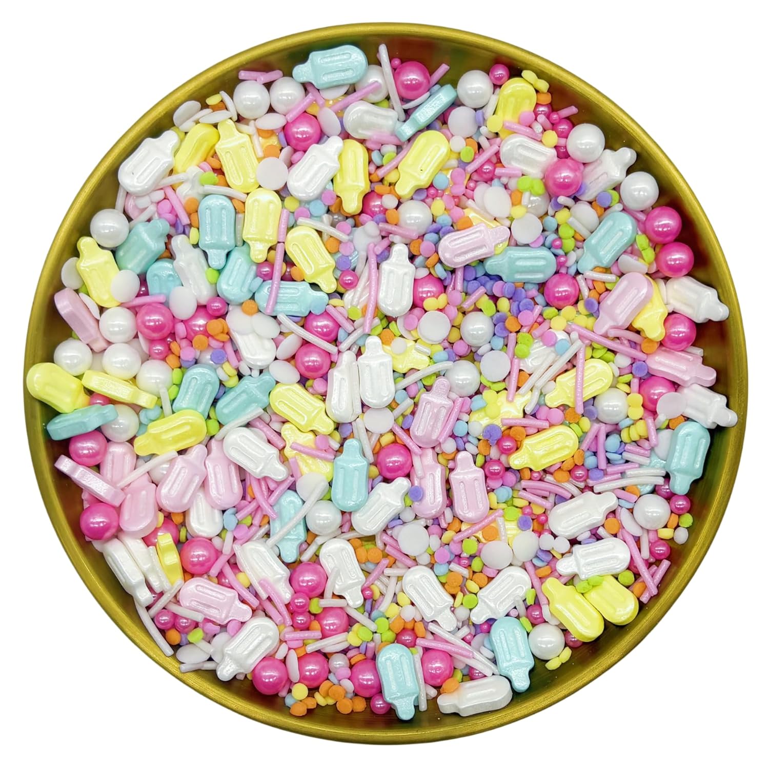 Dynastang Popsicle Sprinkles Mixed Style Edible Cake Decorations Cupcake Toppers Cookie Perfect for Cakes, Cupcakes, Desserts Toppings 3OZ