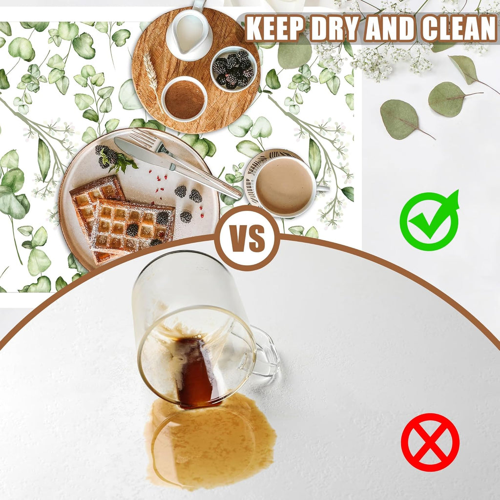 Eucalyptus Leaves Dish Drying Mat for Kitchen Counter Coffee Mat Hide Stain Absorbent Rubber Backed Drying Rack Pad Espresso Machine Coffee Bar Accessories 15.7 x 23.6 Inch