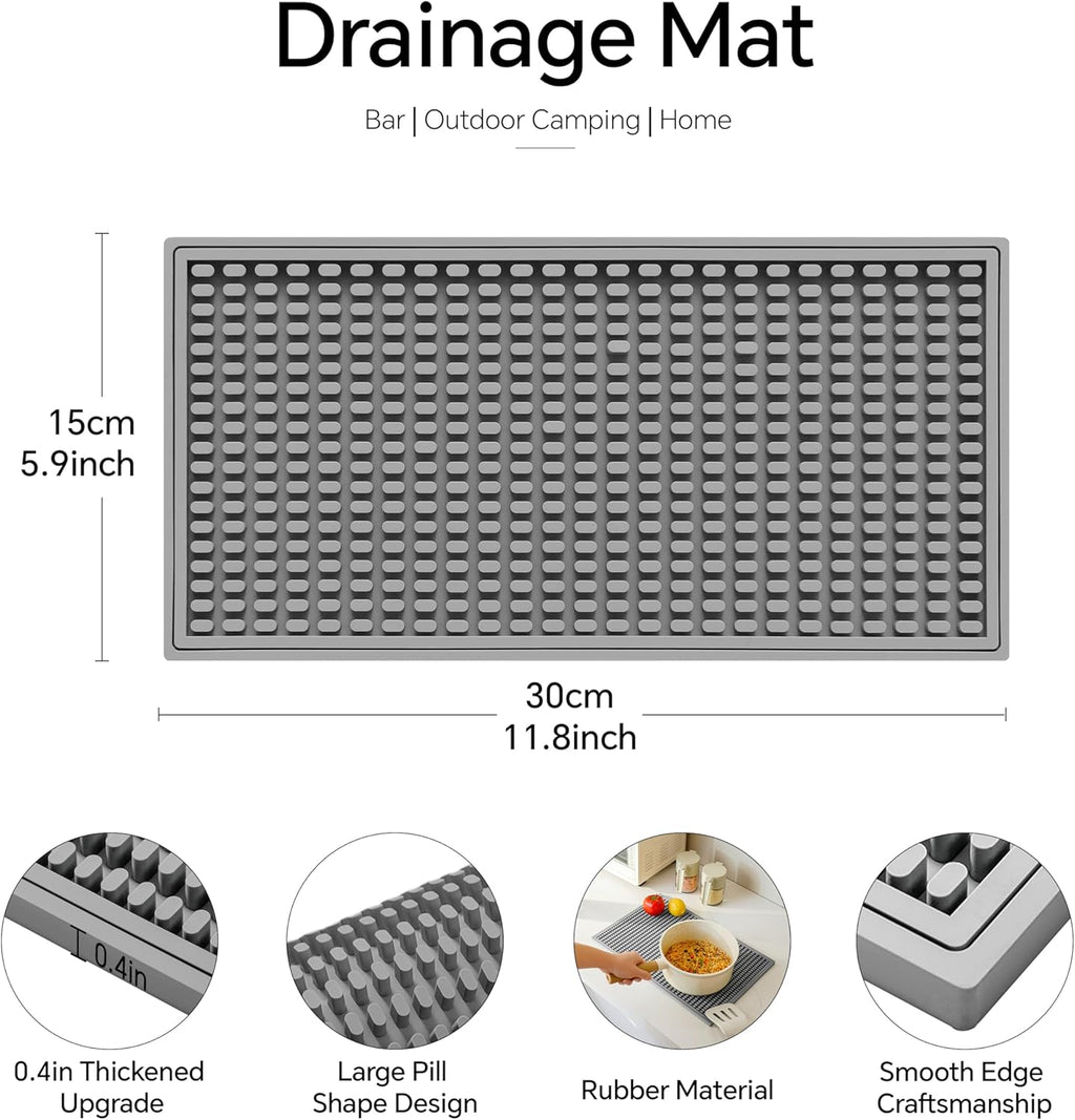 2 Pack Bar Mat, Drying Mat Household Bar Tools,Gray Cocktail Bar Mat 5.9''X12''，Suitable for Bar, Outdoor Camping, Home Bar Mats