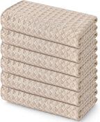 Homaxy Microfiber Waffle Weave Kitchen Towels, 16 x 28 Inch Ultra Absorbent and Solid Color Dish Towels, 6 Pack, Beige