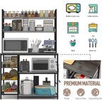 Kitchen Bakers Rack with Baskets,Free Standing Shelf,5-Tier Kitchen Utility Storage Shelf with Hooks, Microwave Oven Stand Rack Grey