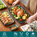 vancasso Stern Serving Platters Set of 3, 15/13/ 11 Inches Rectangular Serving Plates, Green Serving Trays for Entertaining, Party