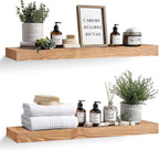 36x8x1.6 inch Floating Shelves Set of 2 – Solid Wood Rustic Oak Wall Mounted Shelf for Kitchen, Bathroom, Living Room