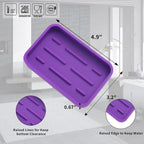 Silicone Kitchen Sink Organizer Tray for Multiple Usage,Easy Clean Sponges Holder for Kitchen Bathroom Counter or Sink,Dish Soap Dispenser,Scrubber,Bottle,Cup Purple 4.9”x 3.2”