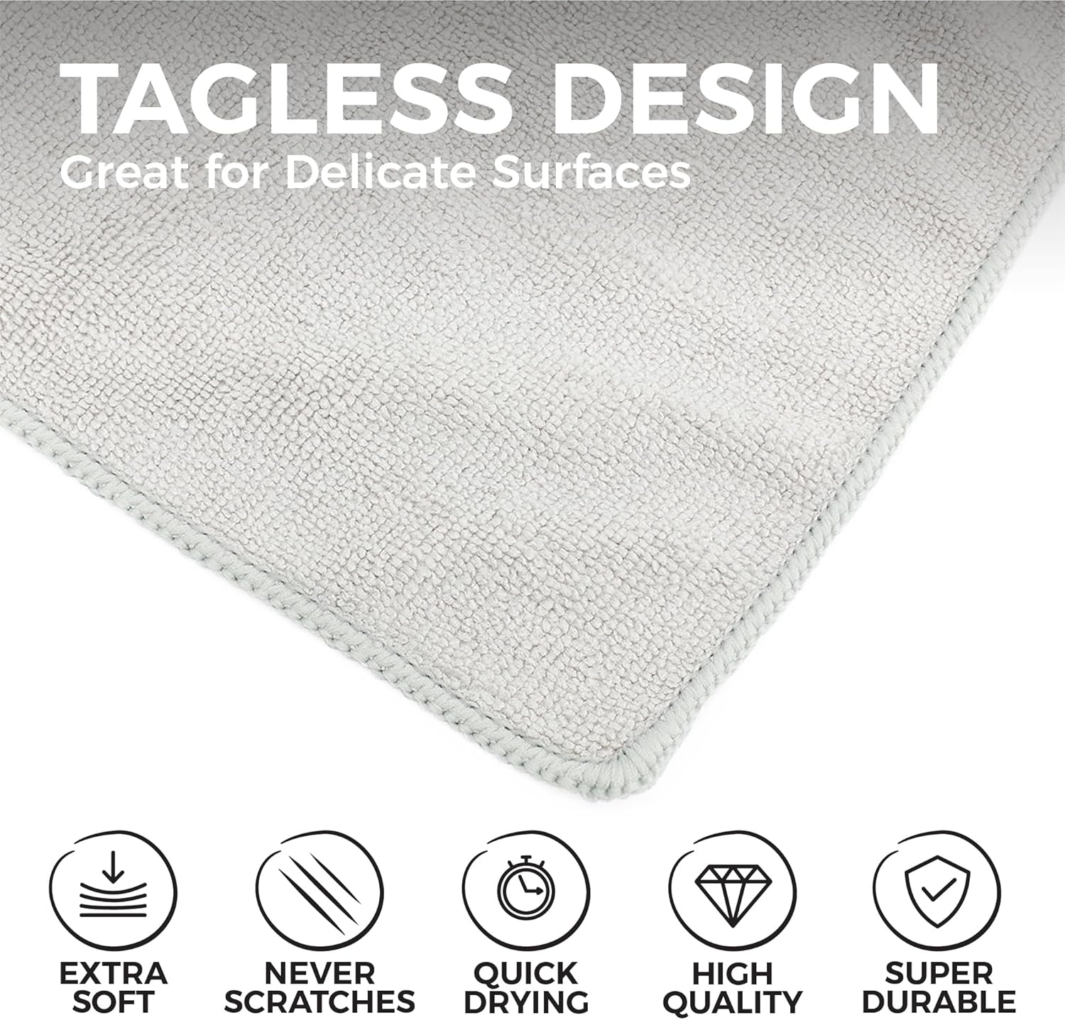 The Rag Company - All-Purpose Microfiber Terry Cleaning Towels - Commercial Grade, Highly Absorbent, Lint-Free, Streak-Free, Kitchens, Bathrooms, Offices, 300gsm, 14in x 14in, Ice Grey (12-Pack)