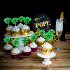 Gyufise 30Pcs Foil Firework Cupcake Toppers Sparkle Tinsel Cake Toppers Tinsel Drink Cake Decoration Cocktail Picks for Birthday Wedding Graduation Party Supplies Dark Green