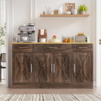 Vongrasig 53' Large Sideboard Cabinet with 4 Doors and 3 Drawers, Farmhouse Buffet Table Coffee Bar Kitchen Storage Cabinet, Wood Cabinet for Kitchen, Dining Room, Rustic Brown