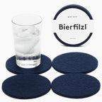 Graf Lantz - Bierfilzl Merino Wool Round Coasters Set of 4 - Marine (4" Circles) - Absorbs 30% of Weight - German Wool - Heat Resistant, Sustainable, & Reusable - Home Decor & Coffee Table Decor