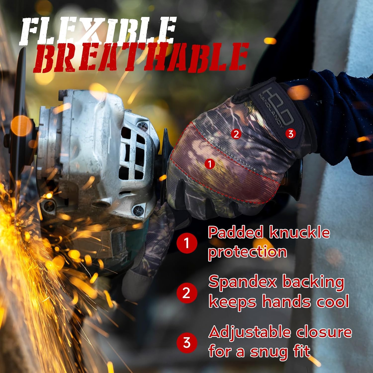 HANDLANDY Work Gloves for Men & Women, Utility Mechanic Working Gloves Touch Screen, Flexible Yard Work Gloves