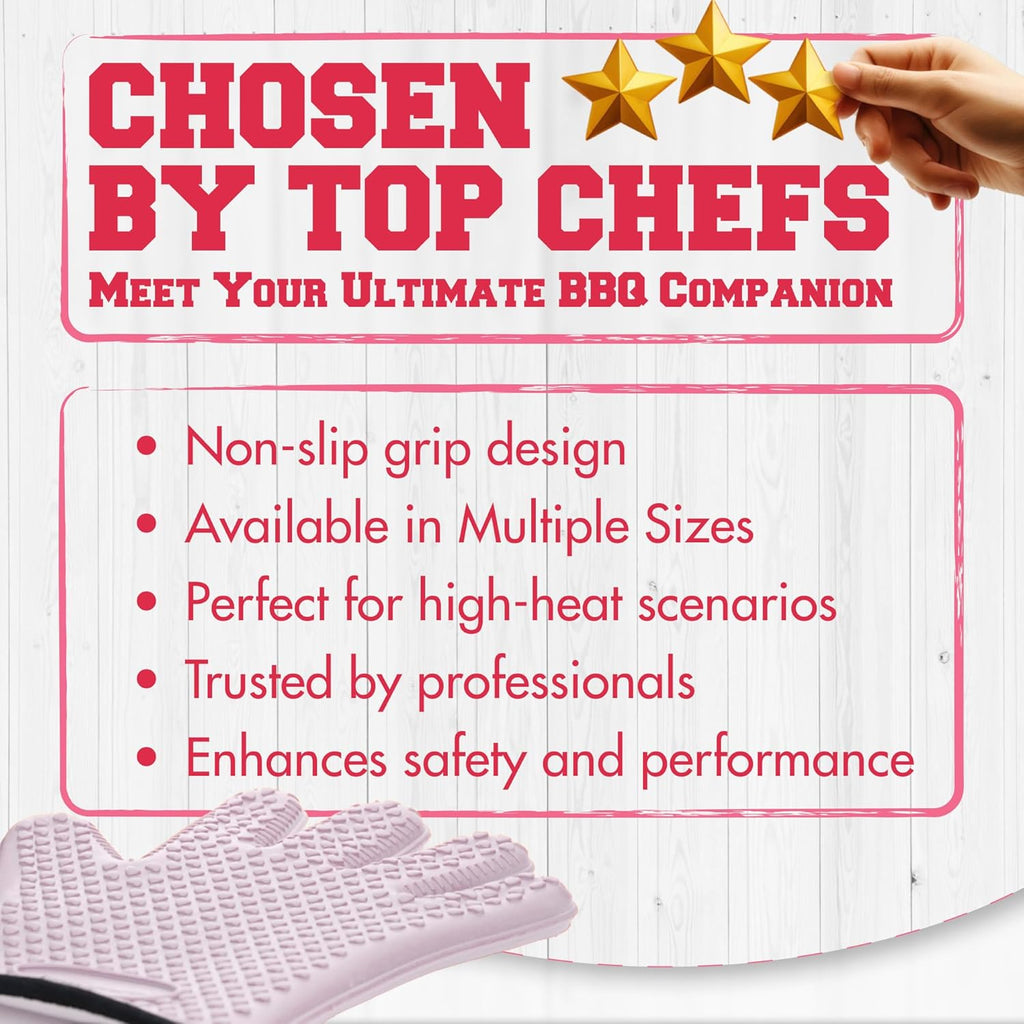 Kitchen perfection Silicone Smoker Oven Gloves for Women -Extreme Heat Resistant BBQ Gloves -Handle Hot Food Right on Your Smoker Grill Fryer|Waterproof Oven Mitts Grill |Superior Set+3 Bonuses