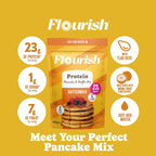 Flourish Protein Pancake & Waffle Mix, with Whey Protein & Flax Seed, No Added Sugar, High in Protein & Fiber - Just Add Water - Buttermilk Flavour, 430 g (2 Pack) - Made in Canada