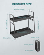 OROPY 2 Tier Spice Rack for Countertop, Metal Standing Kitchen Storage Organizer Shelf, Counter Shelf for Cabinet,Pantry,Bathroom,Bedroom, with Hanging Basket
