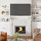 Heimlove 24 Inch Floating Shelves for Wall White Shelves Set of 2,Wall Mounted Rustic Wood 8 Inch Deep Floating Shelf with Invisible Brackets for Bedroom Kitchen Living Room