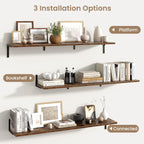 Fun Memories Deep Floating Shelves, 48W x 8D Floating Shelves Set of 2, Wall Mounted Shelf with Metal Brackets, Rustic Wood Wall Shelf for Bathroom, Kitchen and Living Room, Rustic Brown