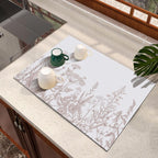 Dish Drying Mat Absorbent Coffee Mat Rubber Backed Soft Silicone Kitchen Drying Mat for Kitchen Bathroom Coffee Bar (Plants, 16 x 24 Inches)