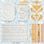 3 Packs Baroque Silicone Molds Scroll Silicone Baroque Mold Clay Molds Fondant Molds Border Fondant Mold Wedding Birthday Cake Decoration