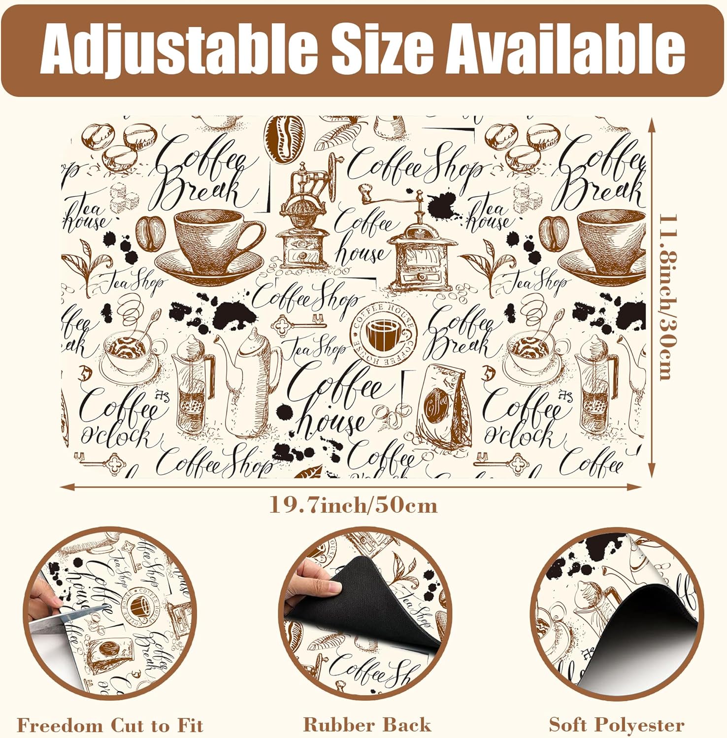 Dish Drying Mat - Absorbent Countertop Mat with Rubber Backing, Hide Stain, Dish Drainer Rack, 11.8 x 19.7 Inch