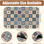 Dish Drying Mat Moroccan Tile Coffee Bar Mat for Countertop Absorbent Rubber Backed Hide Stain Dish Drainer Rack Pad Coffee Maker Espresso Machine Dining Room Decoration 11.8 x 19.7 Inch
